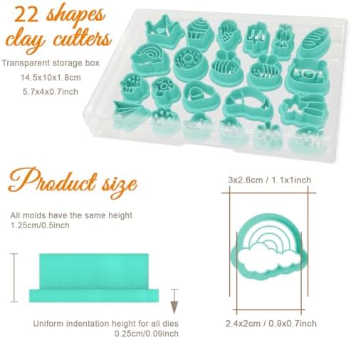 ORIGACH 22 Pcs Cute Mixed Elements Polymer Clay Cutters Set
