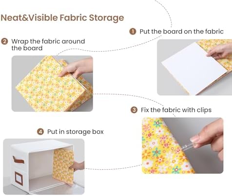 Qozary 2 Pack Fabric Storage Box with 8.5 x 11 Inch Fabric Organizer Boards