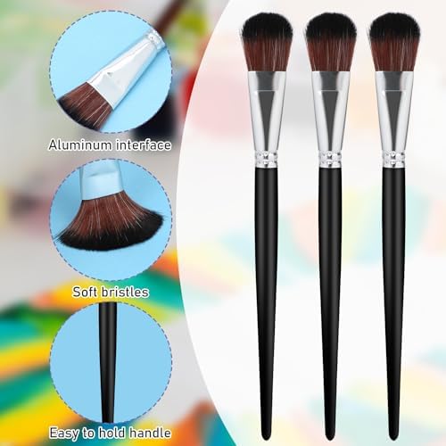 10 PCS Mop Brush for Acrylic Painting, 1 Inch Blending Brush for Acrylic Painting with Short Wooden Handle, Oval Blending Brushes Oil Paint Brushes for Gouache, Acrylic, Watercolor, Face Body, Black