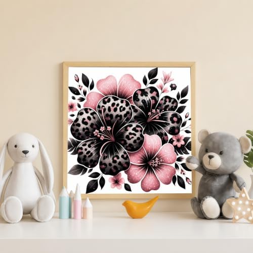 DOTSTART Leopard Flowers Diamond Art Kits for Adults, Full Round Gem Art