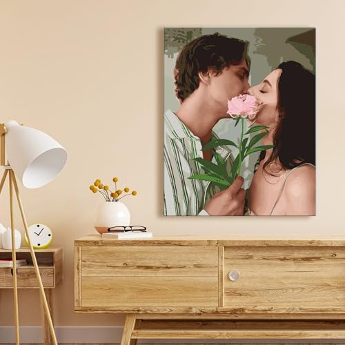 Custom Paint by Number From Photos, DIY Canvas Paint by Numbers for Beginners, Personalized Adults Digital Oil Painting Kits, Make Your Own Picture, Wall Decor Gift for Family, Boy Girl Friend