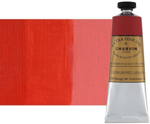 Charvin Extra Fine Oil Paint, Cadmium Red Medium 60 mL - Triple-Milled, Rich Texture, Poppy Oil-Based, Light-Fast, Handmade, Archival Quality