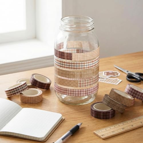 8 Rolls Washi Tape Set 10 mm Plaid Washi Tape Set