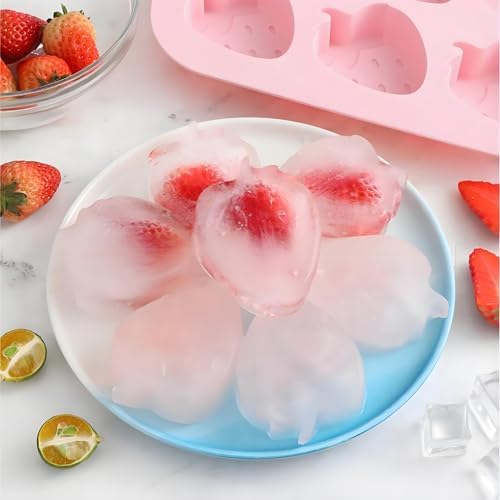2PCS Silicone Strawberry Chocolate Molds, 6 Cavity Strawberry Baking Molds for Candy, Cupcake Topper, Pudding, Jello, Ice Cube, Wax, Resin, 10.24 x 6.89 x 0.98 Inches