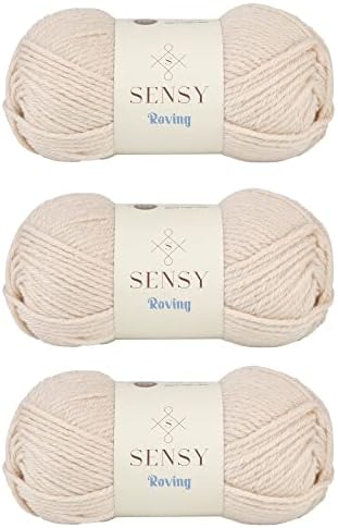 S Sensy Roving-Premium Acrylic&Wool Yarn 3 Skeins Mushroom Beige 131 Yards
