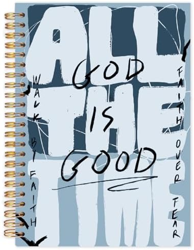 Yhtrg Blue Christian Spiral Notebooks, God Is Good All the Time Bible Journal Notebook, Bible Jesus Notebook for Note Taking, Christian Gifts for Women Men, 5.5x8.3 Inch