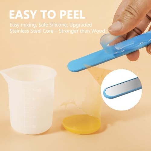 KISREL Silicone Measuring Cups for Resin, Resin Supplies with 600&100ml Cups, Resin Mixing Cups, Silicone Stir Sticks, Epoxy Mixing Cup