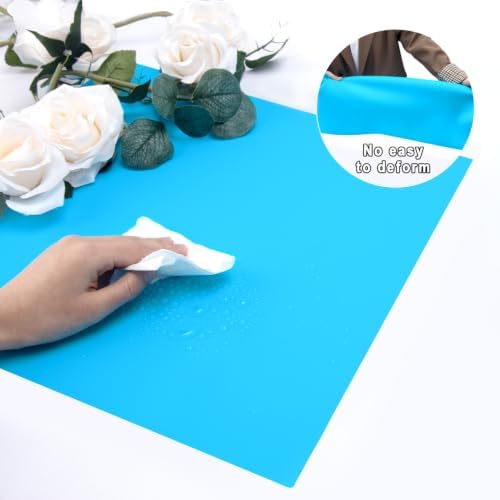 Silicone Craft Mat for Kids, 15.7" x 11.8" Placemats for Kids, Silicone Sheet for Crafts, Kitchen Non-Stick Heat Resistant Countertop Mat, Portable Multipurpose Mat, Blue