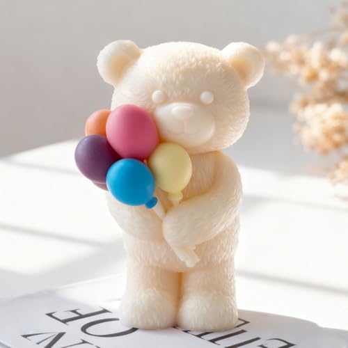 Konrisa Balloon Bear Candle Molds, Silicone Resin Casting Mold for Candles Making Aromatherapy Candles Handmade Wax Home Decoration