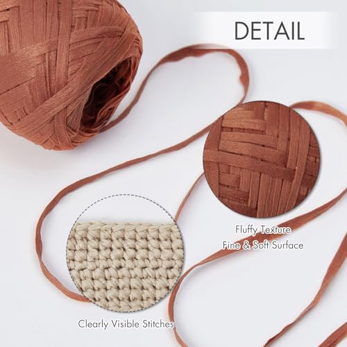 NICEEC 2 Skeins Soft Tape Yarn-Caramel