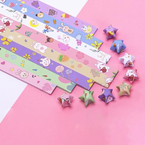 Star Origami Paper Star, Paper Lucky Star Decoration Paper Strips DIY Hand Art Crafts (Cute Rabbits(540 sheets))