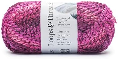 Loops & Threads Textured Twist Yarn - Yarn for Knitting, Crochet, Weaving, and Arts & Crafts - Rose Garden, Acrylic Blend, 6 oz