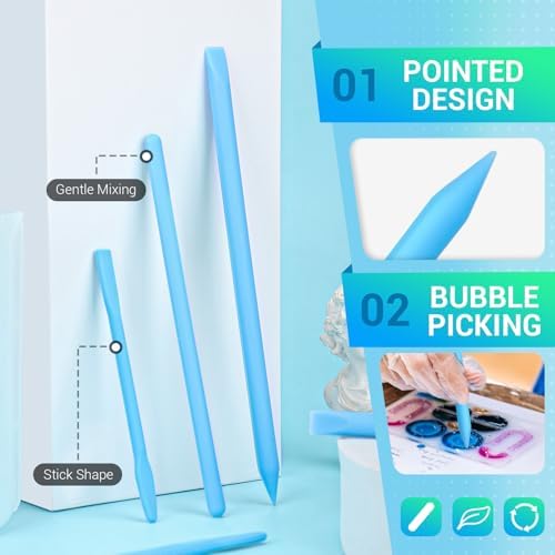 Gartful 6PCS Silicone Stir Sticks, Reusable Mixing Sticks for Epoxy Resin, Paint, Making Glitter Tumblers Cups, Arts, Crafts, Facial Mask Stirring Rods, Blue