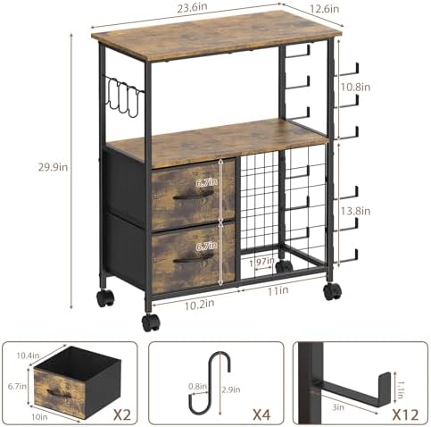 Craft Cart Rolling Craft Table with 36 Vinyl Roll Holders & Storage Drawers
