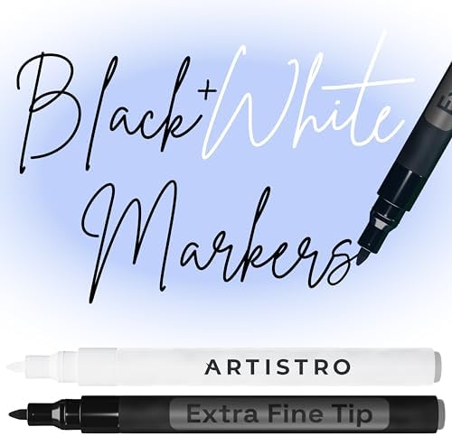 ARTISTRO Black & White Acrylic Paint Markers - 0.7mm Extra Fine-Tip - 2 Set