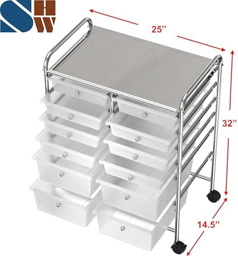 Simple Houseware 12 Drawers Rolling Utility Cart Organizer, Chrome