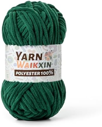 Dark Green Soft Chenille Yarn for Crocheting, Fluffy Chunky Crochet Yarn for Baby Blanket, (3.52oz/131yds) Fuzzy Velvet Yarn for Amigurumi&DIY Puzzle、Crafts、Scarf
