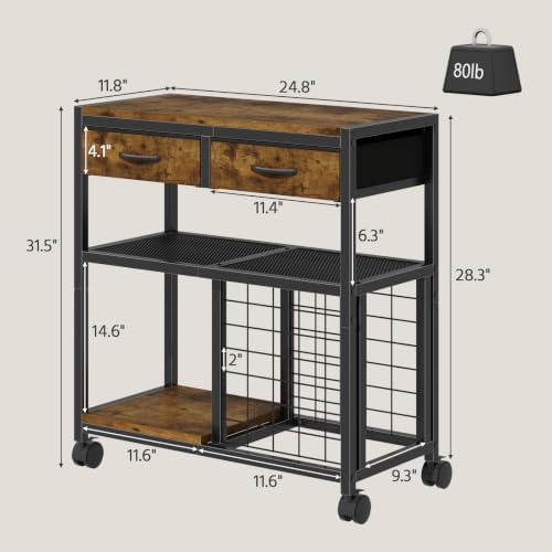 Craft Cart with 2 Fabric Drawers, Craft Organizer and Storage Stand Compatible with 35 Vinyl Roll Holders, Vinyl Roll Storage and Organization Holder