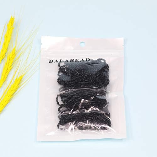 11/0 Seed Beads Hank (1 Hank 3 Meters) Total 3 String Hanks About 6000pcs, 9 Meters String 2.2mm Black Seed Beads Strand Hanks (Black)
