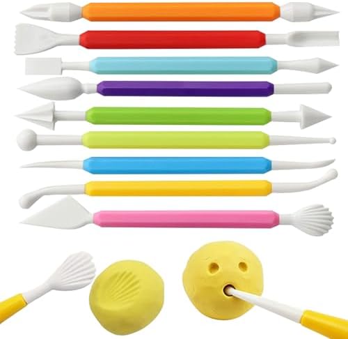 QivaZira 9 Pcs Clay Sculpting Tools Double Head Pottery Modeling Carving Tool Kit for Air Dry Clay Polymer Clay Tools for Adults DIY Crafts Ceramic Wax Sculpting Supplies Assorted Colors