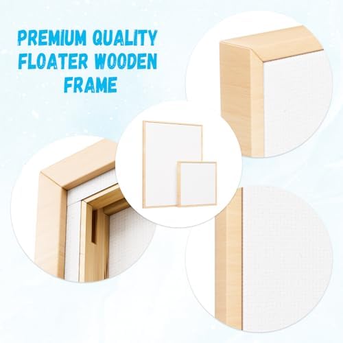 HANSILK 3pk 4 * 4/6 * 6/8 * 8 Inch Blank Framed Canvas Wall Art - Premium White Cotton Canvas Panel for DIY Painting, Custom Art, Home Decor - Ready to Hang, Pre-Stretched Wood Frame -3pcs