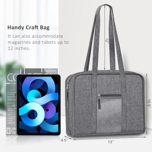 FINPAC Sewing and Craft Supplies Storage Tote Bag with Clear Pockets