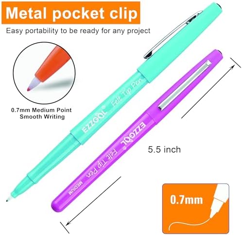 Ezzgol Felt Tip Pens, 30 Pack, 30 Colors, Fine Point