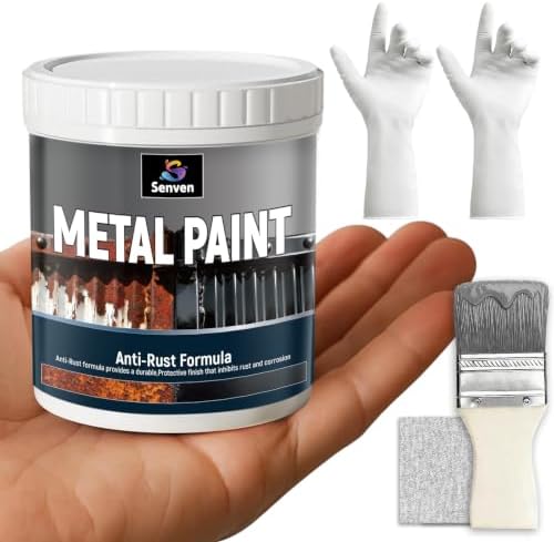 Metal Paint Gray 5.3oz Waterpoof Anti Rust Preventative White Paint for Metal, Anti Rust Enamel Multi Surface Acrylic White Paints Refinishing Kit for Metals, Gate, Fence, Railing, Craft, Wood, Walls