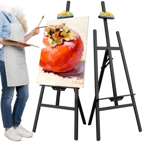 Black Smiley Wooden Easel for Painting, Wedding Signs & Display