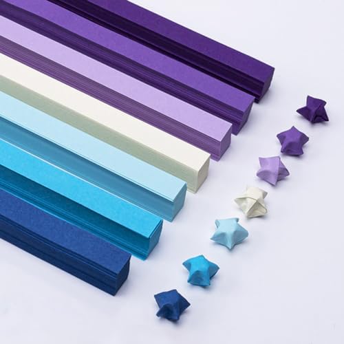 Star origami, origami star paper strips, lucky star decorative paper strips, DIY handicrafts (blue purple gradient (540 pieces))