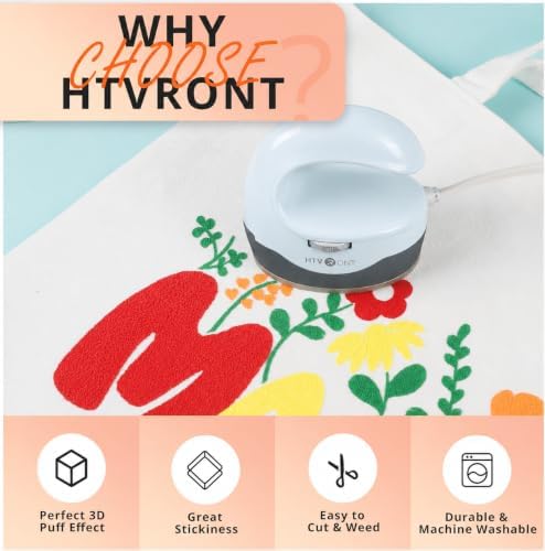 HTVRONT Puff Vinyl Heat Transfer, 10" x 6ft White Puff Vinyl