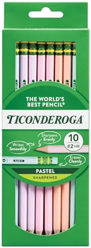 Ticonderoga Wood-Cased Pencils, Pre-Sharpened, #2 HB Soft, Pastel Colors