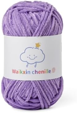 Skinny Chenille Yarn for Crocheting, 1.75 oz/ 109 yds Amigurumi Yarn&Baby Yarn for Crocheting Soft, Fluffy Fingering Weight Velvet Yarn for DIY Crafts&Baby Blankets.(Purple)