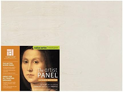 Ampersand Art Supply Unprimed Basswood Artist Panel, 1-1/2" Cradled Profile, 12"x16"