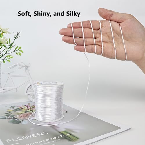 LUSTEMBER 330 Feet Satin Nylon String, 1 mm Silky Smooth Durable Nylon Cord for Jewelry Making, Bracelets, Beading, Necklaces, Macrame, Kumihimo, Rattail, and Chinese Knot Craft