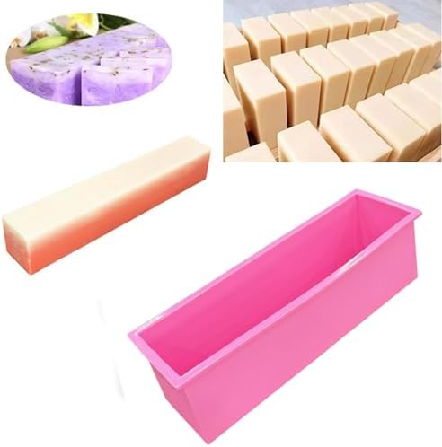 Flexible Rectangular Soap Silicone Mold, Set of 2(Pink)