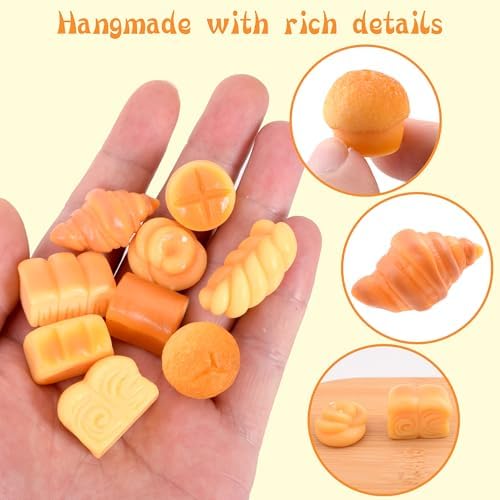 9 Pcs Miniature Bread Resin Ornaments