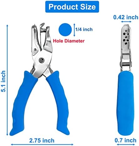 Paper Hole Puncher for Crafts, One Hole Punch with Blue Soft Grip Handle, Small Hole Punch for Kids and Adults, Handheld Circle Punch for Paper Crafts in Home, Office, Classroom 3 Pack