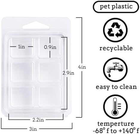 150 Packs Wax Melt Clamshells Molds, Clear Empty Plastic Cube Tray for Wickless Tarts Candles (Clear).