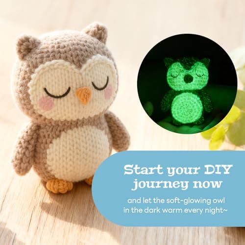BrilleBrille Glow in The Dark Owl Crochet Kit Crochet Owls Kits Crochet Kit for Beginners Great Birthday Gifts for for Adults and Teens with Step by Step Video Amigurumi Crochet Kit DIY Craft