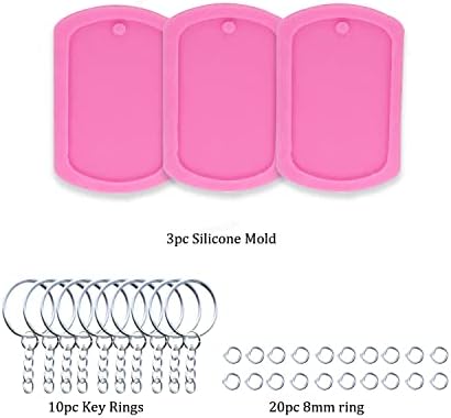 3pc Pet Dog Tag Necklace Resin Crafting Silicone Mold Crafts Epoxy Art DIY with 10PC Key Ring(DY0054+DY0054+DY0054)