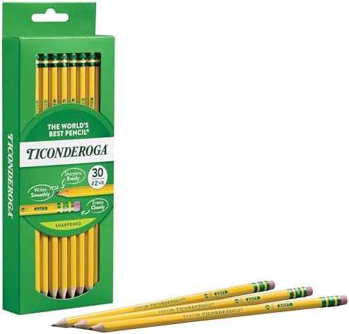 Ticonderoga Wood-Cased Pencils, Pre-Sharpened, 2 HB Soft, Yellow, 30 Count, 6 Packs/180 Count Total