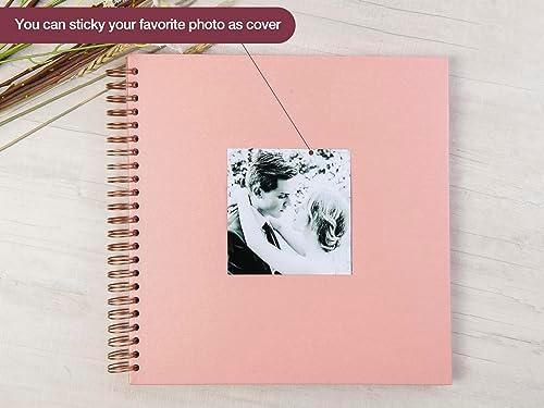 potricher 12 x 12 Inch Large DIY Scrapbook Photo Album 80 Pages, Pink | Thick Kraft Paper Scrap Book Photo Albums, Memory Book for Wedding, Anniversary, Baby, Family, Travel, DIY Projects
