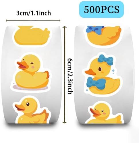 500Pcs Rubber Duck Stickers Waterproof Vinyl Decals Roll