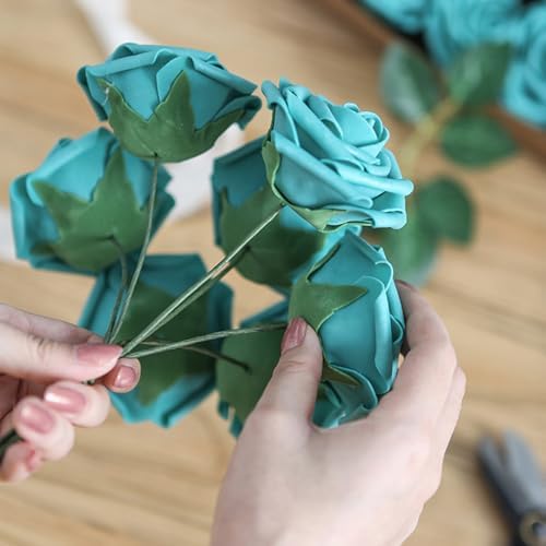 Floroom Floral Tape and Wire Kit with Cutter, 26 & 18 Gauge Stem Wire, 22 Gauge Paddle Wire, Flower Arrangement Tool Set for DIY Crafts, Bouquets, Florist Making & Supplies, Green