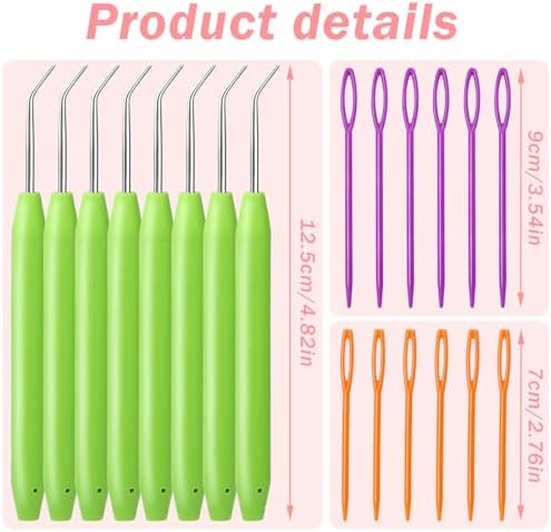 Wonvoc 8 Pcs Green Knitting Loom Hooks, Loom Knit Hook Set