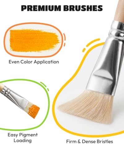 JUPITEARTH Natural Wood Handle Paint Brushes for Kids, 10-Pack