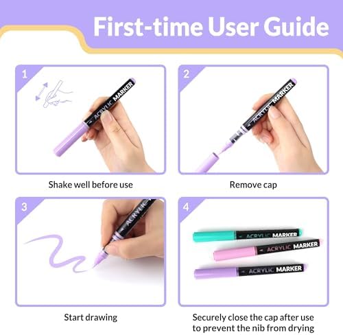 SUNEE Acrylic Paint Markers Brush Tip, 36 Colors Acrylic Markers with Automatic Ink Control System, Waterproof Acrylic Paint Pens for Painting,Wood, Canvas, Glass, Stone, Fabric and Art Supplies