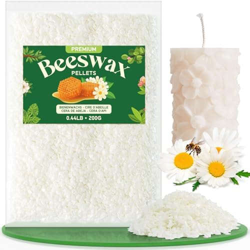 NORVENCE Beeswax Pellets 200G/5LB/20LB, Pure & Natural White Beeswax for Candle Making, DIY Skin Care, Lip Balm, Soap, Lotion, Creams & Wood Polishing – 200G