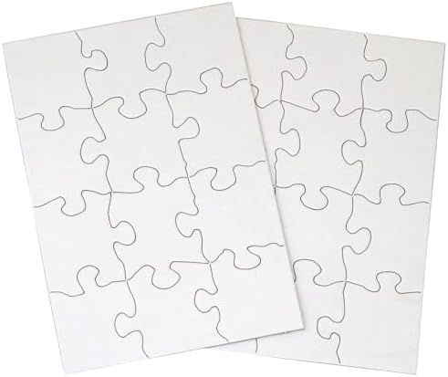 24 Blank Jigsaw Puzzles - 5.5 inch x 8 inch, 12 Pieces per Puzzle - Excellent for Kids Activities, Arts & Crafts, Invitations, Blank Puzzles to Draw On